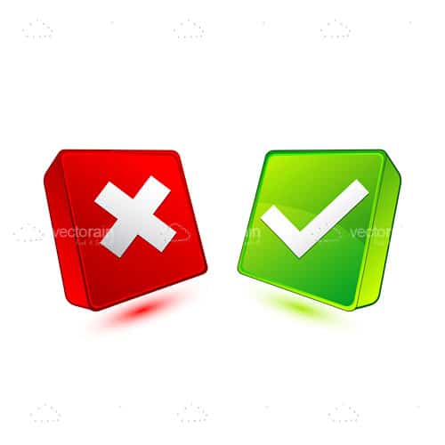 Right and Wrong Buttons with Cross and Tick Symbols Right and Wrong Buttons with Cross and Tick Symbols